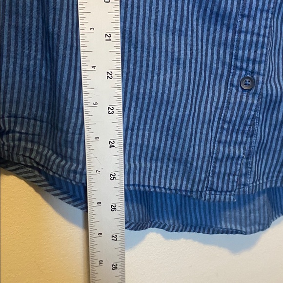 Sundance Button Up Shirt Women XL Blue Striped 100% Cotton Oversized Long Sleeve - Picture 12 of 13